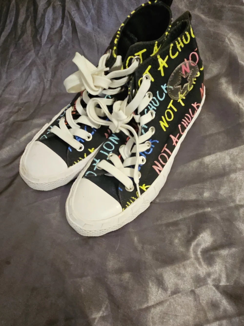 Converse Black High-Top Sneakers with Multicolor Graffiti